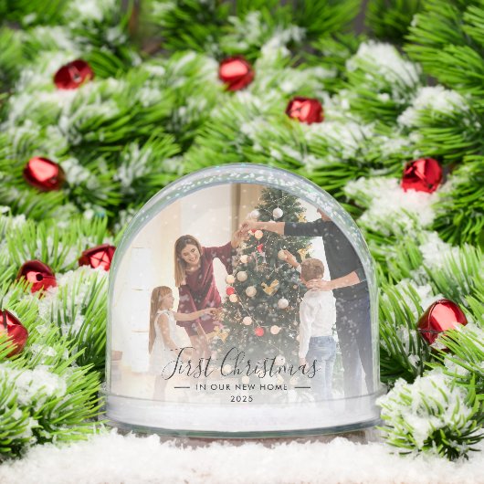 Eerste Kerstmis Nieuwe Familie Huis Foto Custom Sneeuwbol (Kerstmis)