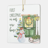 Eerste Kerstmis nieuwe feestelijke startdeur Keramisch Ornament (Links)