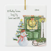 Eerste Kerstmis nieuwe feestelijke startdeur Keramisch Ornament (Achterkant)