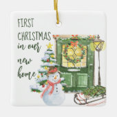 Eerste Kerstmis nieuwe feestelijke startdeur Keramisch Ornament (Voorkant)