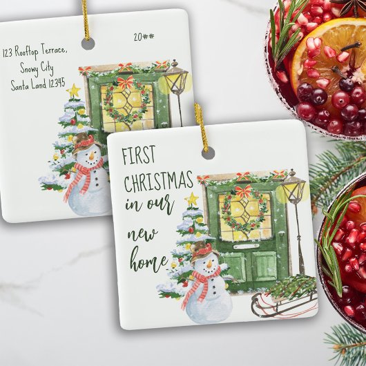 Eerste Kerstmis nieuwe feestelijke startdeur Keramisch Ornament