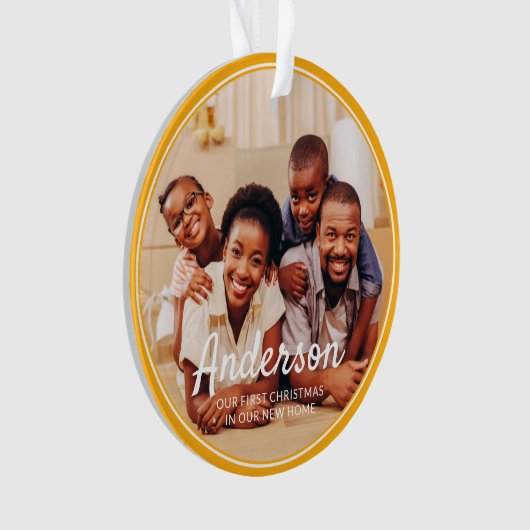 Eerste Kerstmis Nieuwe Home Moderne Familie Foto Ornament (voorkant)