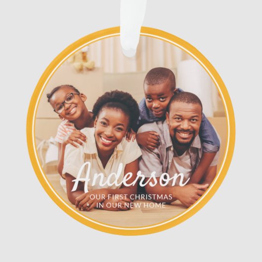 Eerste Kerstmis Nieuwe Home Moderne Familie Foto Ornament (voorkant)