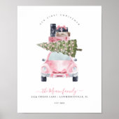 Eerste Kerstmis Nieuwe Home Retro Pink Kaart Keepo Poster (Voorkant)