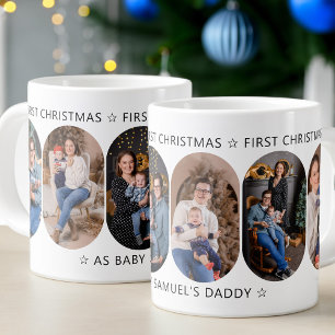Eerste kerstmis nieuwe papa 6 foto afgeronde ruit grote koffiekop