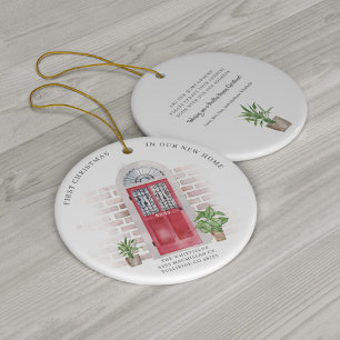 Eerste Kerstmis Nieuwe Rode Deuren van het Huis Ch Keramisch Ornament