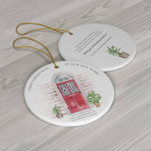 Eerste Kerstmis Nieuwe Rode Deuren van het Huis Ch Keramisch Ornament