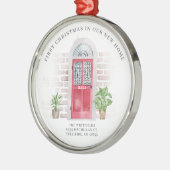 Eerste Kerstmis Nieuwe Rode Deuren van het Huis Ch Metalen Ornament (Links)