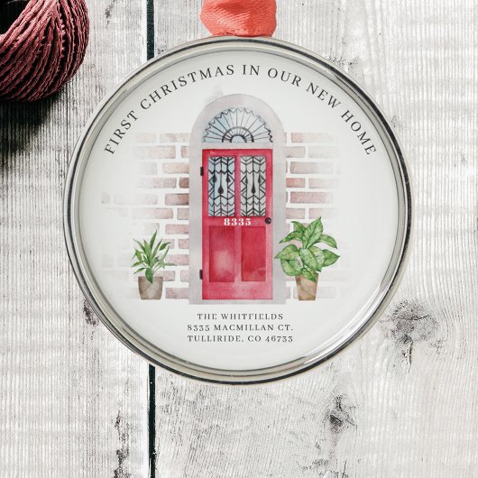 Eerste Kerstmis Nieuwe Rode Deuren van het Huis Ch Metalen Ornament