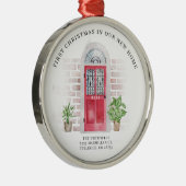 Eerste Kerstmis Nieuwe Rode Thuisdeur. We hebben o Metalen Ornament (Rechts)