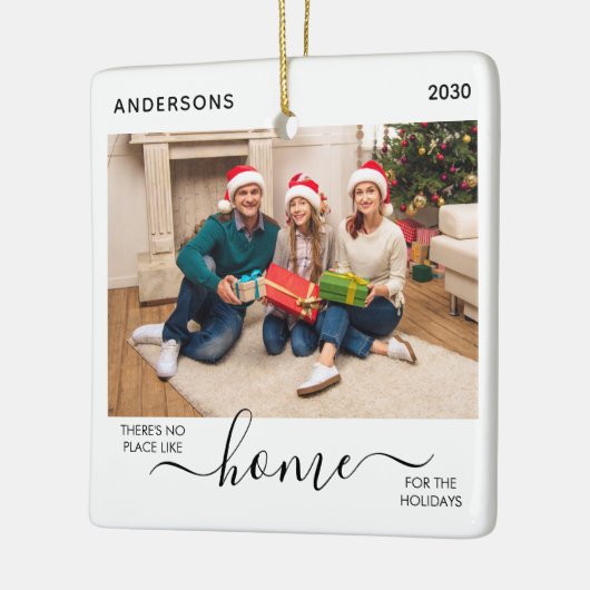 Eerste Kerstmis Nieuwe startende Feestdagen 2 Foto Keramisch Ornament (Links)