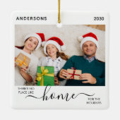 Eerste Kerstmis Nieuwe startende Feestdagen 2 Foto Keramisch Ornament (Achterkant)