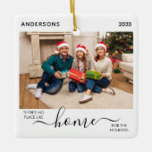 Eerste Kerstmis Nieuwe startende Feestdagen 2 Foto Keramisch Ornament (Voorkant)