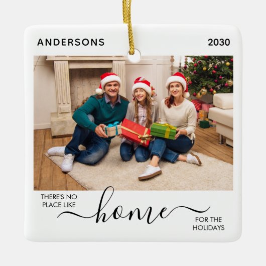 Eerste Kerstmis Nieuwe startende Feestdagen 2 Foto Keramisch Ornament (Voorkant)