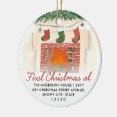 Eerste Kerstmis nieuwe startpagina Keramisch Ornament (Links)