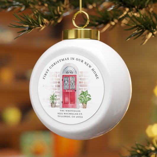 Eerste Kerstmis nieuwe startpunt We hebben adres v Keramische Bal Ornament