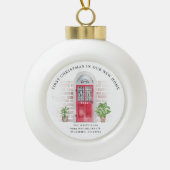 Eerste Kerstmis nieuwe startpunt We hebben adres v Keramische Bal Ornament (Voorkant)