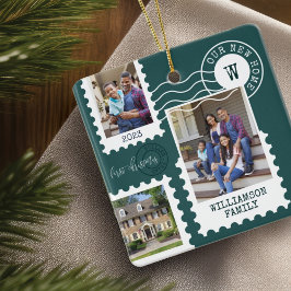 Eerste Kerstmis Nieuwe Stempelfoto's voor thuisfin Keramisch Ornament