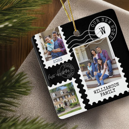 Eerste Kerstmis Nieuwe Stempelfoto's voor thuisfin Keramisch Ornament