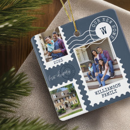 Eerste Kerstmis Nieuwe Stempelfoto's voor thuisfin Keramisch Ornament