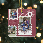 Eerste Kerstmis Nieuwe Stempelfoto's voor thuisfin Keramisch Ornament