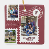 Eerste Kerstmis Nieuwe Stempelfoto's voor thuisfin Keramisch Ornament (Voorkant)