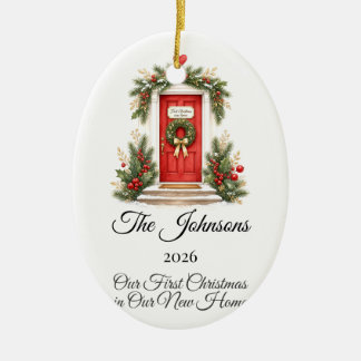 Eerste kerstmis nieuwe thuis kransdeur gepersonali keramisch ornament