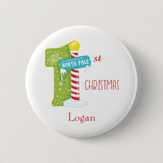 Eerste Kerstmis Noordpool Ronde Button 5,7 Cm (Voorkant)