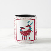 Eerste Kerstmis Noordse Snowflakes Reindeer Couple Mok (Midden)