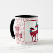 Eerste Kerstmis Noordse Snowflakes Reindeer Couple Mok (Voorkant links)