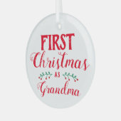 Eerste Kerstmis: oma red & white keepomwille Glas Ornament (Voorkant links)