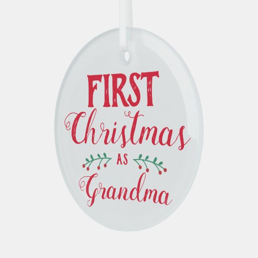 Eerste Kerstmis: oma red & white keepomwille Glas Ornament (Voorkant links)