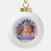 Eerste Kerstmis, oma Soft Blue Paars Tone Keramische Bal Ornament (Voorkant)