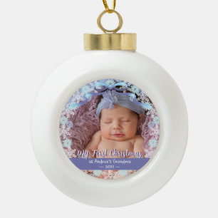 Eerste Kerstmis, oma Soft Blue Paars Tone Keramische Bal Ornament