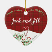 Eerste Kerstmis, Ons Nieuwe Huis, Birdhouse Keramisch Ornament (Achterkant)