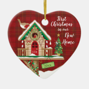 Eerste Kerstmis, Ons Nieuwe Huis, Birdhouse, Steph Keramisch Ornament