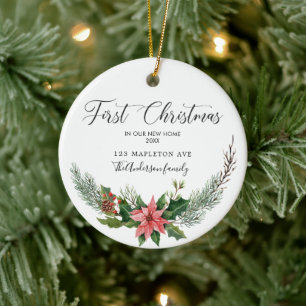 Eerste Kerstmis ons nieuwe thuis met namen Keramisch Ornament
