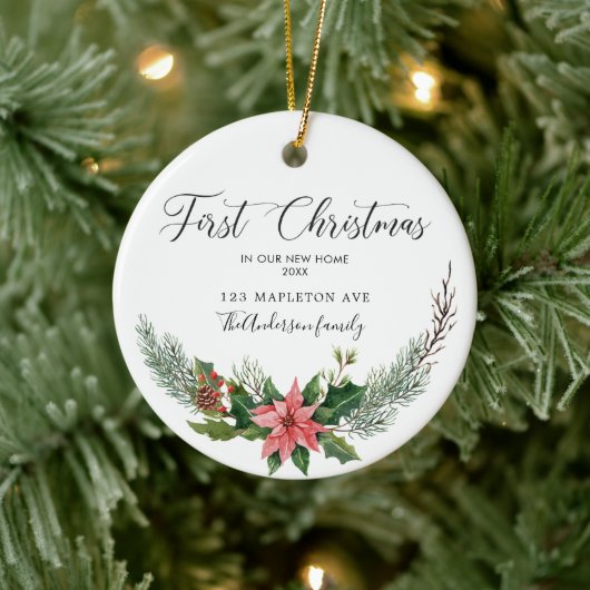 Eerste Kerstmis ons nieuwe thuis met namen Keramisch Ornament (Boom)