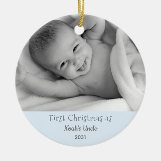 Eerste Kerstmis Oom Nephew Gepersonaliseerd Orname Keramisch Ornament (Voorkant)