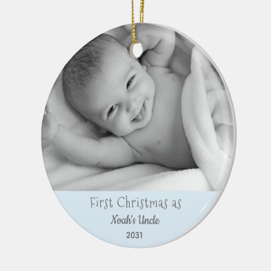 Eerste Kerstmis Oom Nephew Gepersonaliseerd Orname Keramisch Ornament (Links)