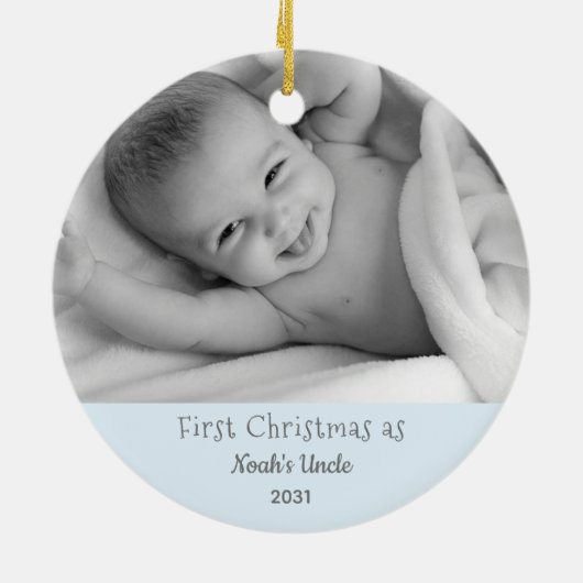 Eerste Kerstmis Oom Nephew Gepersonaliseerd Orname Keramisch Ornament (Achterkant)