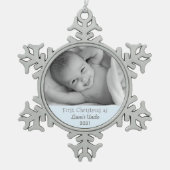 Eerste Kerstmis Oom Nephew Persoonlijke Foto Tin Sneeuwvlok Ornament (Voorkant)