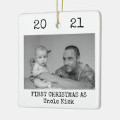 Eerste Kerstmis: Oom Zwart en Wit Eenvoudig Keramisch Ornament (Links)