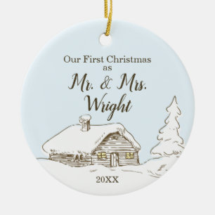 Eerste Kerstmis op maat als Mr & Mrs Home Xmas Keramisch Ornament