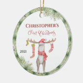 Eerste Kerstmis op maat gesneden baby's Keramisch Ornament (Links)