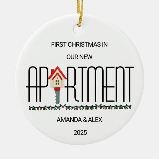 Eerste Kerstmis op maat in ons nieuwe appartement Keramisch Ornament (Voorkant)