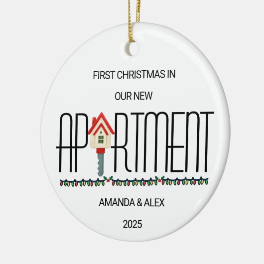 Eerste Kerstmis op maat in ons nieuwe appartement Keramisch Ornament (Links)