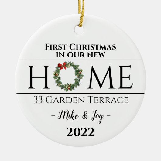 Eerste Kerstmis op maat in ons nieuwe huis Keramisch Ornament (Voorkant)