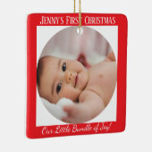 Eerste Kerstmis op maat Keramisch Ornament (Rechts)