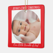 Eerste Kerstmis op maat Keramisch Ornament (Links)